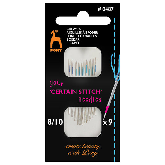 Hand Sewing Needles: Crewels: Sizes 8-10