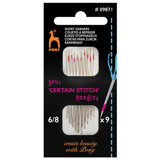 Hand Sewing Needles: Short Darners: Sizes 6-8
