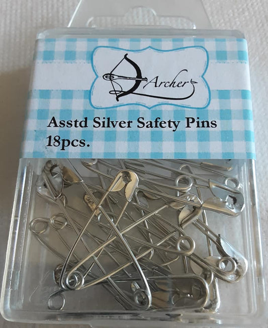 Asstd Silver Safety Pins 18pcs