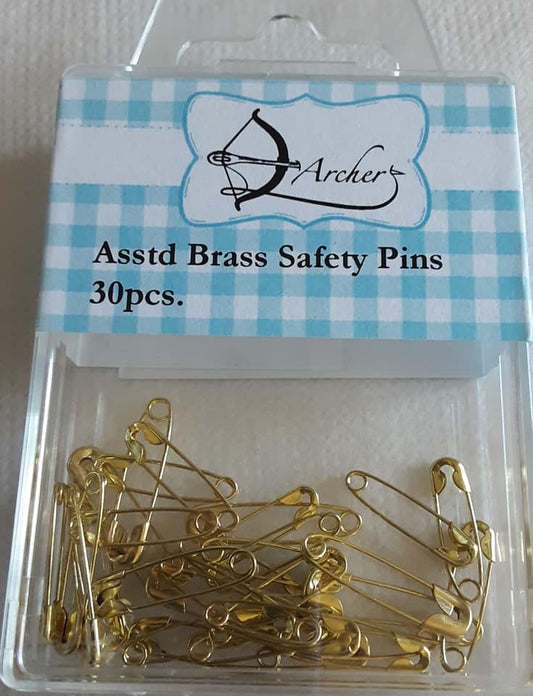 Asstd Brass Safety pins 30pcs