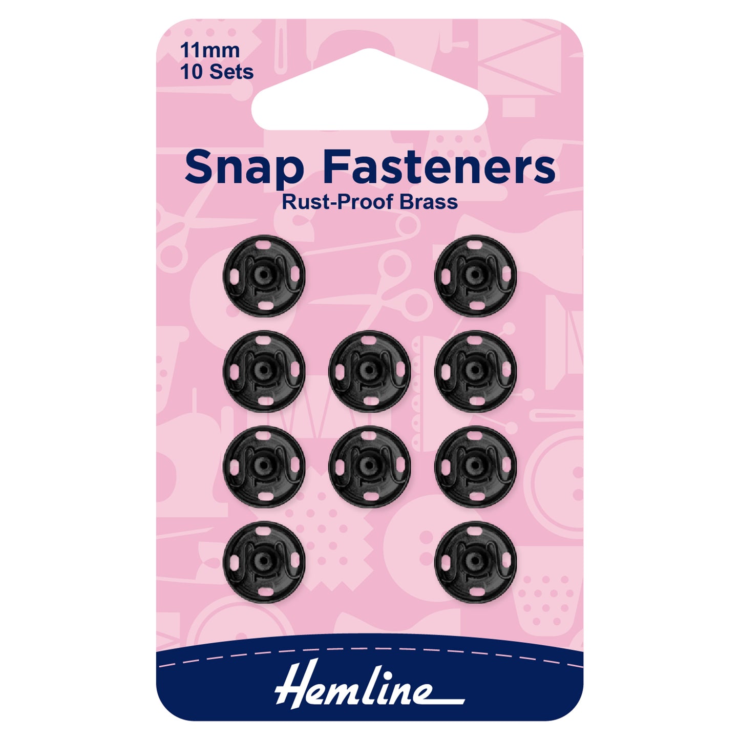 Sew On Snap Fasteners Black 11mm